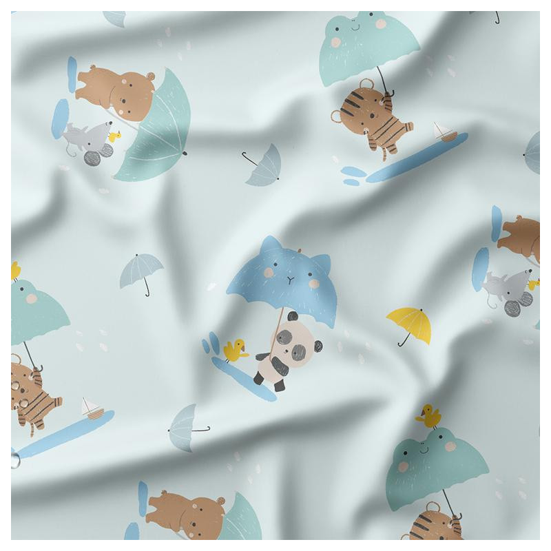 Printed Waterproof Fabric CLAPOTIS Blue / Yellow